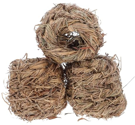 Toddmomy Lot de 3 Maisons de Hamster en Herbe pour Lapin, Niche de Sommeil et Jouet Amusant, Cachette en Paille, Abri pour Petits Animaux