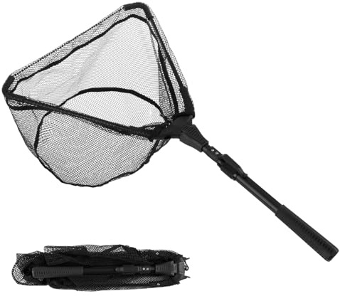 Kescher Angeln, Kescher Gummiert mit Hammerkopf, Faltbareskescher Angeln Teleskop Unterfangkescher für Angelkescher Raubfisch, Forelle, Karpfen, Einfach zu Fangen und Freizugeben