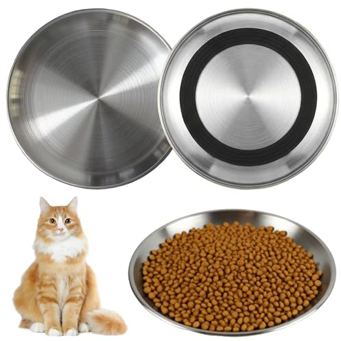 3 Piezas Comedero Gatos Antideslizante y Antivuelco para Evitar Derrames | 17CM Cuenco Gato Premium de Acero Inoxidable, Comedero Gatos Higiénico y Reutilizable para Alimentos Secos o Húmedos Agua