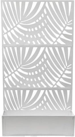Fioriera con spalliera graticola rettangolare alta cm 173x92 in Metallo bianca Separè divisorio vaso Decorativo per Piante Rampicanti Design Geometrico Moderno per Casa Bar Ristoranti