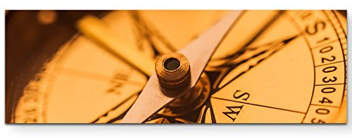 Paul Sinus Art Leinwandbilder | Bilder Leinwand 120x40cm antiker Kompass – Nahaufnahme