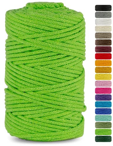 Netuno 1x Makramee Garn 5mm Hellgrün 100m zum Häkeln für Körbe | Flechtkordel mit Naturkern · weich & reißfest – für DIY-Deko, Wandbehang, Traumfänger & Blumenampeln