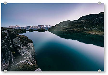 artboxONE Acrylglasbild 30x20 cm Natur Milchspüeler Dawn Bild hinter Acrylglas - Bild milchspüeler Berge Dawn