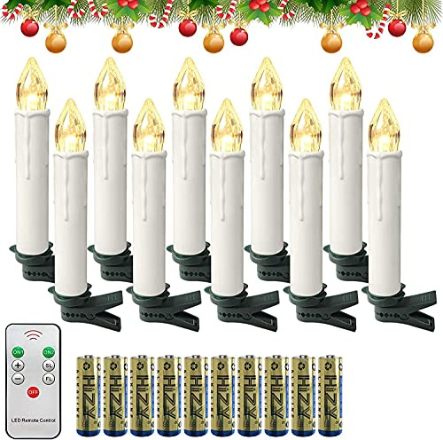 VA-Cerulean Candele a LED senza fili con telecomando e batterie, candele di Natale senza fiamma, decorazione natalizia bianca latte, per albero di Natale, matrimonio, festa e compleanno (10 pezzi,