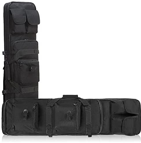 SJASD Waffentasche Gun Bag Futteral Gewehrtasche,wasserdichte Gewehrtasche 2 Langwaffen,mit Doppelfach Große Zubehör Beutel,Futteral Langwaffen Ganz Einfach zu Tragen,Schwarz, 90cm/35,4in