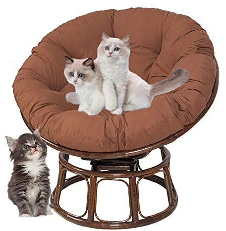 SRHWBF Papasan Kissen Sitzkissen Im Freien Hängesessel Kissen Krabbeldecke Für Rattan Hängeschaukel Ei Hängesessel für Drehsessel Korbsessel Balkonstuhl (NUR Kissen) (Brown Ø130cm/51.1 in)