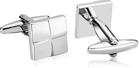 Herren Manschettenknöpfe mit Gravur, Manschettenknöpfe Silber Quadratisch Edelstahl Cufflinks Schmuck Geschenk