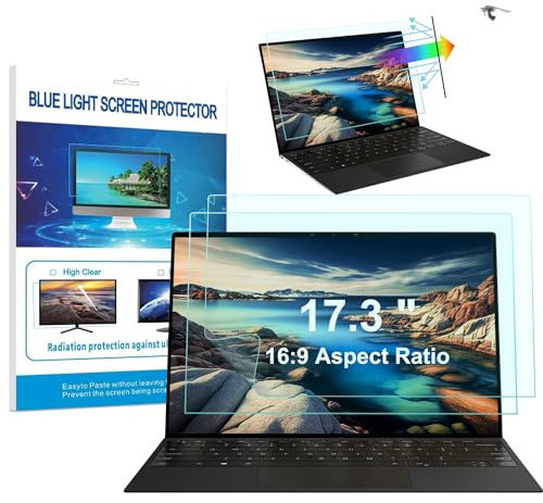 HaruYo 2 Stück 17,3 Zoll Laptop Displayschutzfolie Bildschirmschutz | Anti-Blaulichtfilter Matt Displayschutz Entspiegelt für Laptop Notebook (17,3” 16:9 383 x 215 mm)
