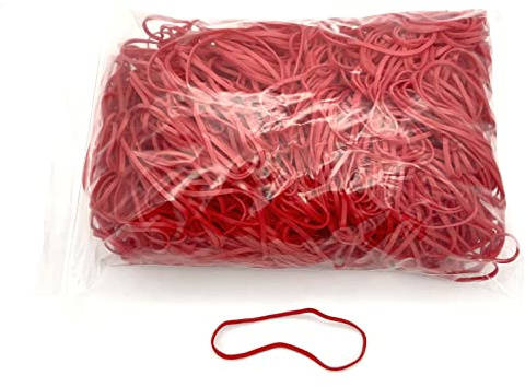Progom - Elásticos de látex libre (TPR), 120 (Ø76) mm x 3 mm, color rojo – Bolsa de 1 kg