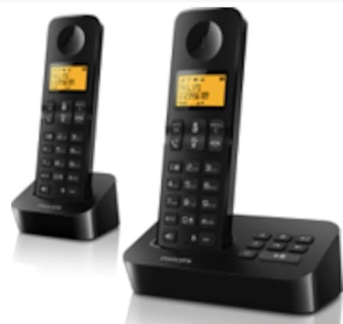 Philips Festnetztelefon D2652B/01 Dual - Haustelefon mit Anrufbeantworter - 1'6-Zoll-Display - Telefonbuch - Rufnummernerkennung - Kurzwahlnummern - Schwarz
