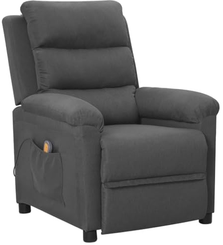 vidaXL Massagesessel, Relaxsessel mit Liegefunktion Vibrationsfunktion, Verstellbarer Sessel Fernsehsessel, Polstersessel Liegesessel, Dunkelgrau Stoff