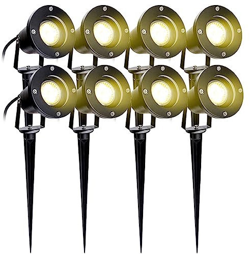 Daromigo Gartenstrahler gu10 mit stecker 8 Stück, Led Gartenleuchte schwarz Garten Beleuchtung 4000K AC 85-265V Led Gartenbeleuchtung für Aussen Garten Wiese Rasen