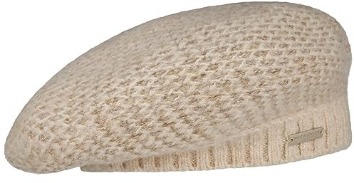 Seeberger Ripalta Strickbaske Damenbaske Baskenmütze Winterbaske Damen - mit Futter Winter Herbst-Winter - One Size beige