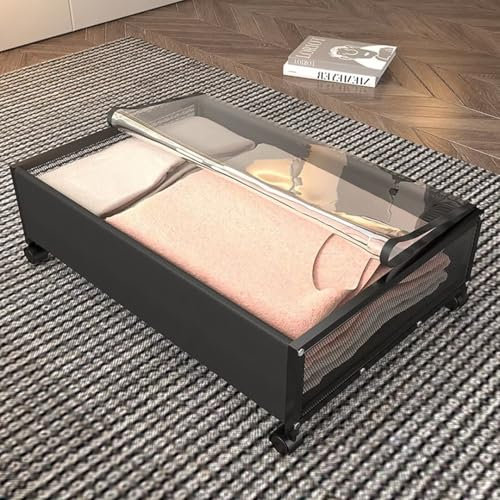 Xinwanhong Unterbett Aufbewahrungsbox, 1 Stück Bettkasten Aufbewahrung, Unterbett Aufbewahrungsbox mit Rollen, Unterbettkommode zur Aufbewahrung von Kleidung, Büchern und Spielzeug