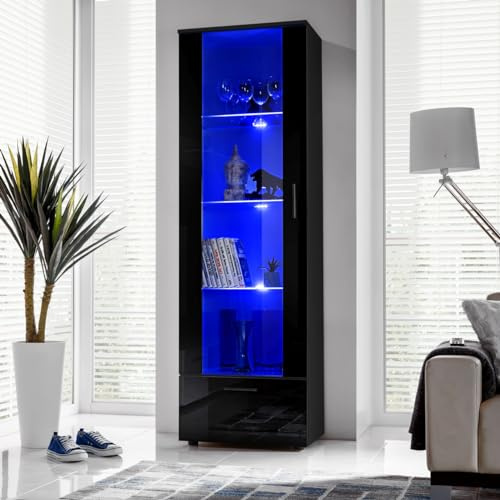 Komodee Vitrine Alessandria A1 Schwarz/Schwarz 60x192x42 cm