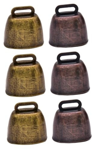 minkissy 6 Stück Für Hunde Vintage Glocke Antik Kupfer Glocke Anhänger Hirte Glocke Haustier Anti-verlorene Bronze Glocken Große Mini Kranz Kamel Glocken Metall Laute Glocke Kuhglocke Halskette Ziege