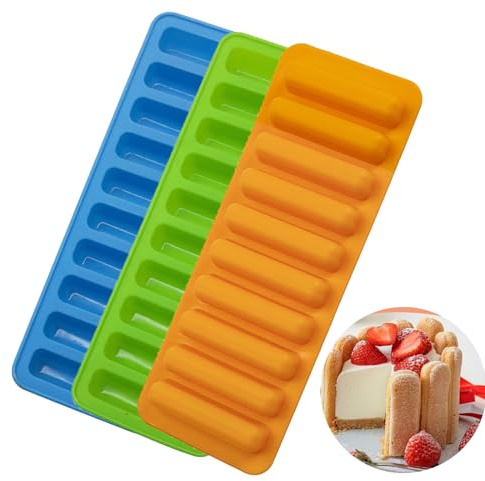 HsentimenH 3 pièces Moules en Silicone pour Barres de Céréales, 10 Cavités Moule Silicone Rectangulaire Barres Energétiques Moule Anti-adhésif pour Muffins, Pain au Fromage, Barre au Chocolat