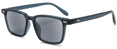 VEVESMUNDO Sonnenlesebrille Getönt Lesebrille Blaulichtfilter Rechteckig Damen Herren Sonnenbrille mit Sehhilfe mit UV-Sonnenschutz (+1.5, 1 Stück Blau&Grau Linsen Sonnenlesebrille)