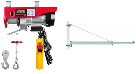 VEVOR Treuil à Câble Électrique 250 kg Palan Électrique avec Télécommande Filaire & Einhell Fixation équerre pour potence GT-SA 1200 - Longeur 110 cm - portée à 750 mm : 600 kg max. -1100 mm