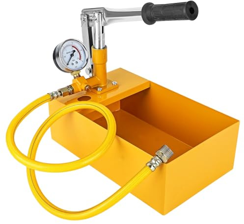 Trintion Abdrückpumpe 5 Liter Manuelle Prüfpumpe handpumpe wasser | 25Bar Aluminiumguss Befüllpumpe mit 1/2 Hochdruckschlauch für Dichtheitsprüfung von Wasser und Heizungsrohren (Gelb)