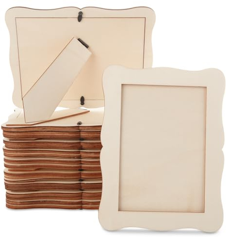 20PCS Wooden Picture Frame for Crafts 5x7 Wooden Frame Unfinished Wood Frames Bulk Solid Wood Picture Frames Wood Frames for Photos Postcard Wooden Photo Frames Displays