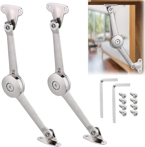 2 Stück Softclose Deckelstützscharniere Klappenbeschlag Klappenstütz Satin Nickel Klappscharnier Softclose Deckelstützscharniere Satin Für Küchentür Kleiderschrank, Mit Schrauben Und Inbusschlüssel