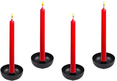 Spetebo Metall Kerzenschale schwarz 4er Set - Ø 9 cm - Schale mit Halter für Stabkerze - Advent Weihnachten Kerzenleuchter Kerzenständer Kerzenhalter Kammerleuchter