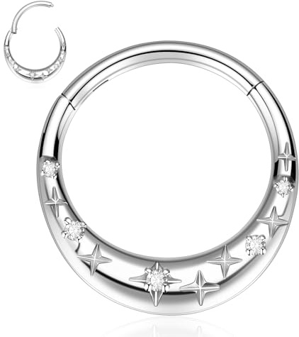 hengkaixuan 16G Septum Piercing Septum Clicker Ring Septum Hoop Schmuck für Frauen 316L Edelstahl Nase Hoop Ring Daith Knorpel Hoop Ohrring Segment Clicker Ring Tragus Helix Conch Piercing 8mm 10mm