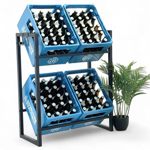 DanDiBo Dryckeslådehylla, lådor med galler, krokar i metall, dryckesställ, mugglådahållare (4 lådor + krokar)