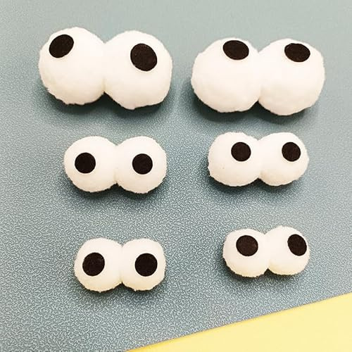 WANYI 20 Paar 4cm Pompons mit Augen Pompons zum Basteln DIY Kulleraugen Bälle Wackelaugen Groß Puppe Augen für Weihnachten Scrapbooking Mützen Haarband Socken Bastelzubehör