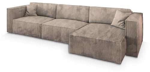 Masseno Ecksofa TOLMO P mit Schlaffunktion L-Form, Sofa mit Bettkasten, Wohnzimmersofa, Couch, Soffa, Bettsofa, Couchgarnitur- Beige, POSO 02
