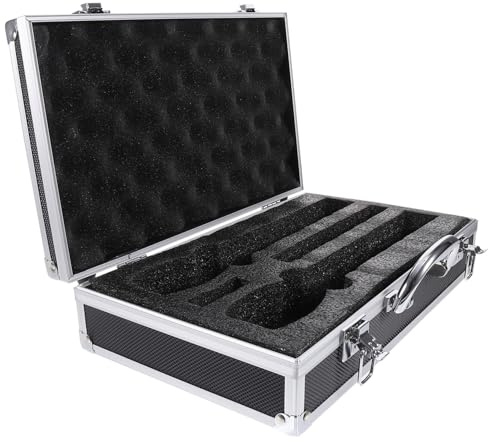 Yardwe Schutzkoffer für 2 Handmikrofone aus Langlebigem Aluminium mit Innenfutter Tragegriff und Aufbewahrungsbox für Audioequipment