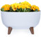 KONZEPT Blumentopf mit Füßen – großer Blumenkübel aus Kunststoff, oval Pflanzschale 40 cm – modern & wetterfest, für Innen und Außen, weiß