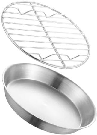 VALICLUD Edelstahl Bratform Mit Rost 16cm Rund Öltrenner Backblech Bratpfanne Zum Backen Und Servieren
