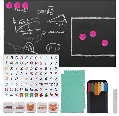 Magnetic Chalkboard Film, 45 x100cm Blackboard Sticker,Self Adhesive Magnetic Blackboard Sticker for Wall, Includes Dry Wipe Pens, Eraser & Magnets – Ideal for School, Home & Office