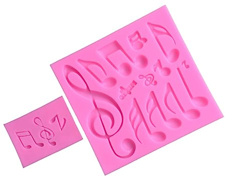 LABRIMP 2pcs Musical Notes Silicone Mold Set Creative Fondant Mould for Cake Decorating Candy Chocolate Cookie Baking Food Safe Easy to Clean for Music Themed Parties