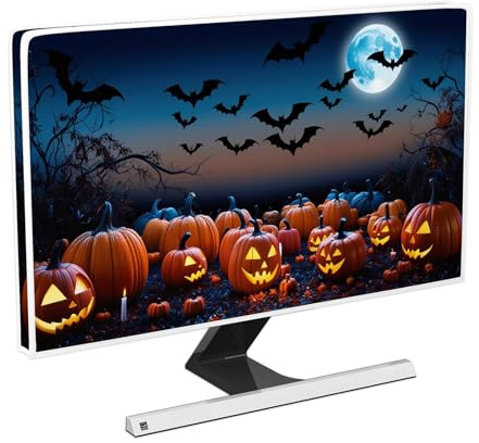 Baocicco Halloween Pumpkins Waterproof 75 Inch Anti-Static Dust proof LCD/LED/HD Scary Hallowmas Night Bat Moon Full Body Cover for TV Display Screen Cover Accessories LED TV LCD Screen