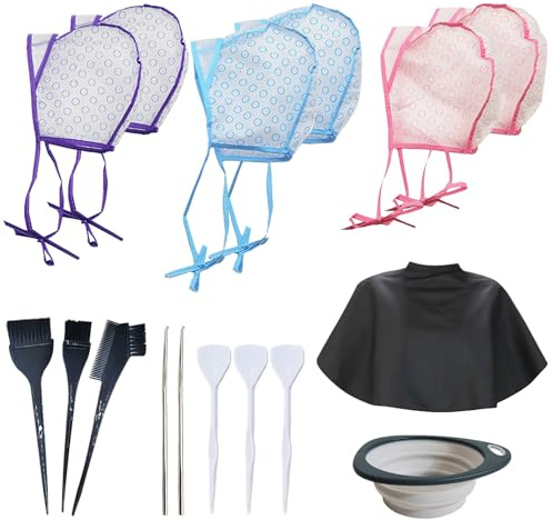 Juego de 6 fundas para mechones con peine de cepillo, capa antisuciedad, accesorios para hacer mechones, tapas ajustables con ganchos de plástico
