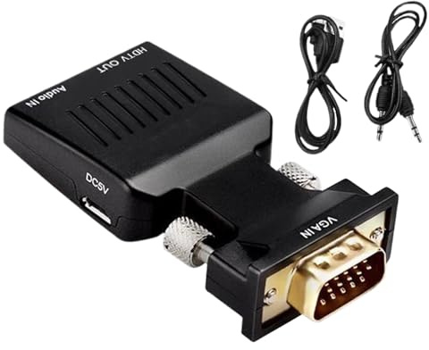 Yidueace Adaptador VGA A HD para Monitor - Cable VGA a HD,con Cable De Audio Conexión Directa 1080P para Presentaciones De Oficina