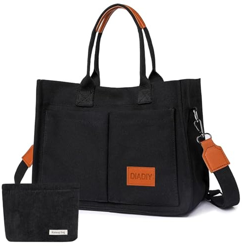 Bolsos de Mujer,Bolso Bandolera Mujer,Bolso Shopper Mujer,Bandolera Tote Bag,Bolsos de Hombro con Cremallera de Múltiples Bolsillos,Bolso de Lona con Bolsillos para Compras, Viajes, Escolares, Trabajo