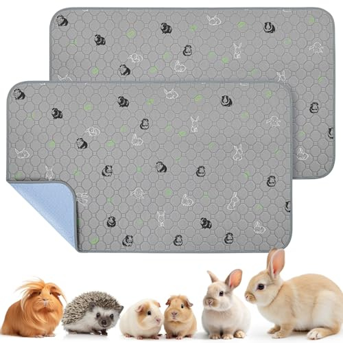 PICK FOR LIFE Waschbare Pipipads für Meerschweinchen, Kaninchen, 100x90 cm PIPI Unterlagen | 2 Stück Super saugfähige und wasserdichte Pipi Matte für Kleintiere, Rutschfest, ideal für Käfig, Auto & Sofa