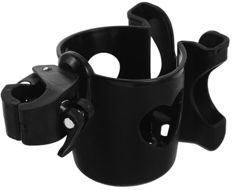 Gatuida Portavasos para Bicicleta y Andador Soporte para Teléfono Base Antideslizante Ajuste de Ángulo y Compatible Sillas de Ruedas Color Negro