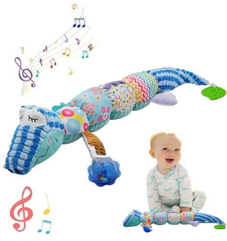 JOYVOVO Musikalisk Caterpillar plyschleksaker, Montessori musikleksak, sensorisk leksak, present till barn med linjal, multisensorisk crunch, skallra texturer, tummy tid babyleksaker, född gåva