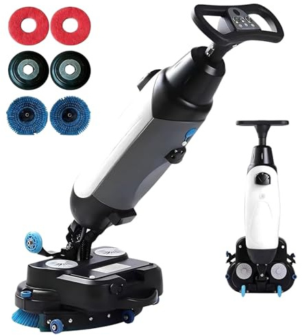 HalksuyNa Lavasciuga Pavimenti Commerciale, 17 Senza Fili con 350 RPM e Doppia Spazzola, Serbatoi Doppi da 4,5L+7,5L, Autonomia 120 Min per Casa, Ufficio e Bagno White