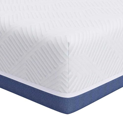 Madrass vit blå 80 x 160 cm jacquardtyg gelskum rullmadrass kallt skum ergonomisk andas för sovrum barnrum med punktelastiskt stöd
