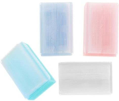 FRCOLOR 4pcs Reusable Sensory Bath Sponge Brush with Double-Sided Soft and Coarse Surfaces, Small Size Sponge and Pp Material, for Gentle Shower and Cradle Cap Support