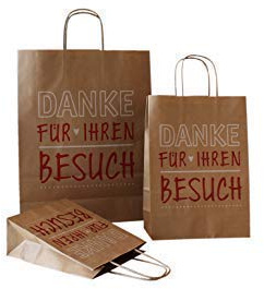 PGV Papiertragetaschen mit Kordel Danke für Ihren Besuch (18 + 8 x 22 cm, 200 Stück)