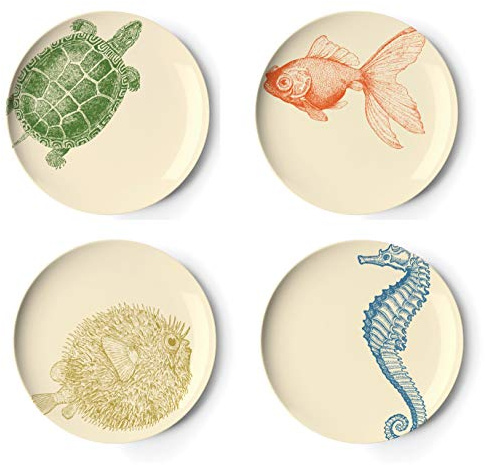 Thomas Paul Melamine Sealife Side S/4 Salad Plate, Multi
