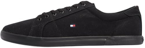 Tommy Hilfiger Zapatillas para Hombre Sneaker con Suela Vulcanizada, Negro (Black/Black), 45