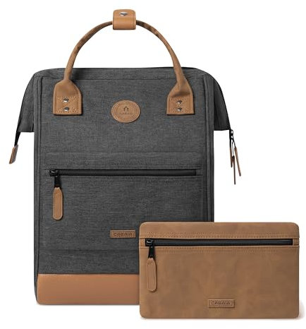 Cabaïa - Adventurer Rucksack London Medium 18L - Wasserabweisend - Laptopfach bis zu 13 Zoll - 2 Vordertaschen - vegan zertifiziert - Rucksack für Reisen und Arbeit, Damen & Herren - Grau